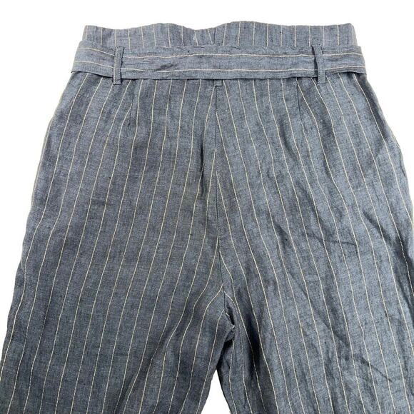 Catherine Malandrino 100% Linen Pinstripe High Rise Wide Leg Pants Blue Size 12 - Picture 5 of 9
